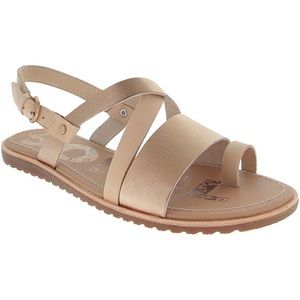 Sorel Women' Ella Criss Cross Singback Strappy Flat Sandal Natural New US 8